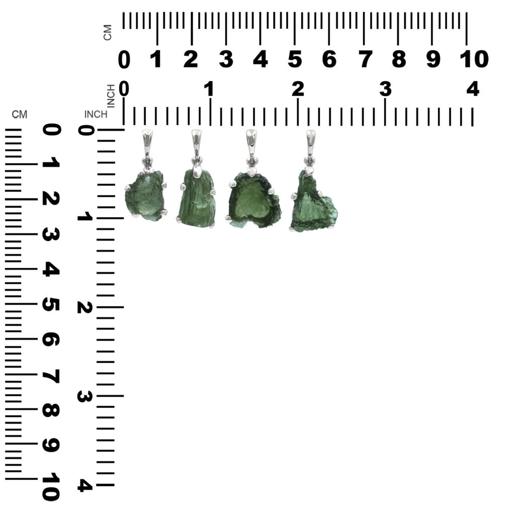 Rough Moldavite Pendant in Sterling Silver