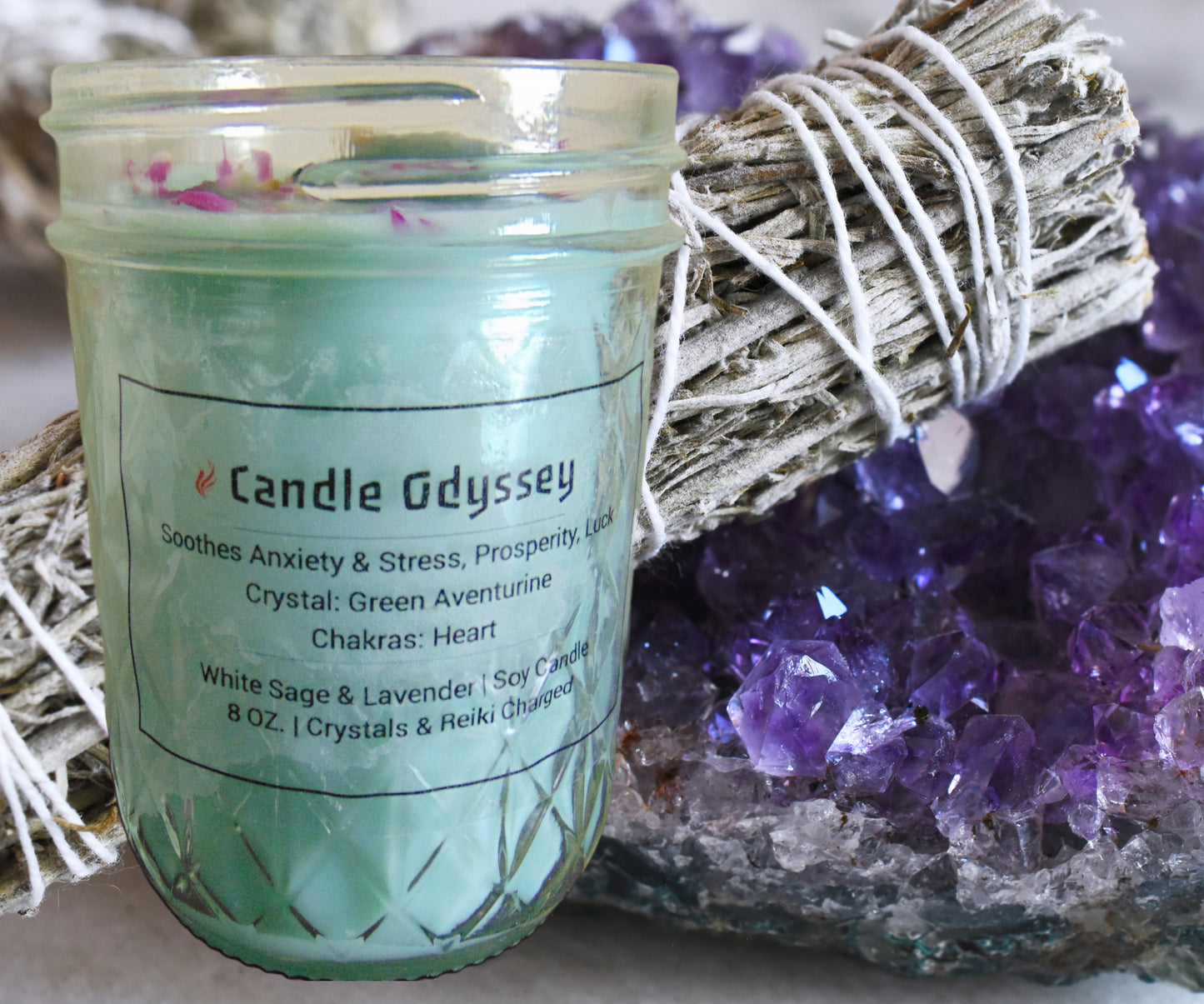 White Sage and Lavender Scented Soy Hand Poured Candle